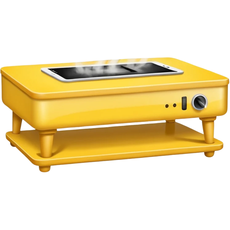 yellow coffe table, coffee on top
 emoji