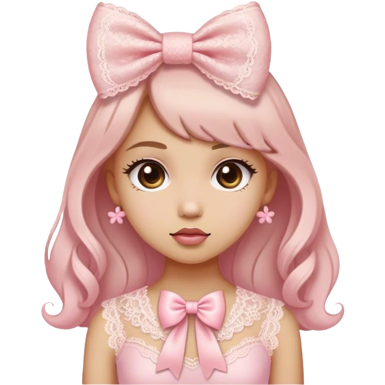 cute coquette light pink lace bow  emoji