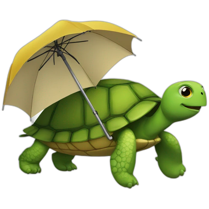a turtle with a colored umbrella emoji