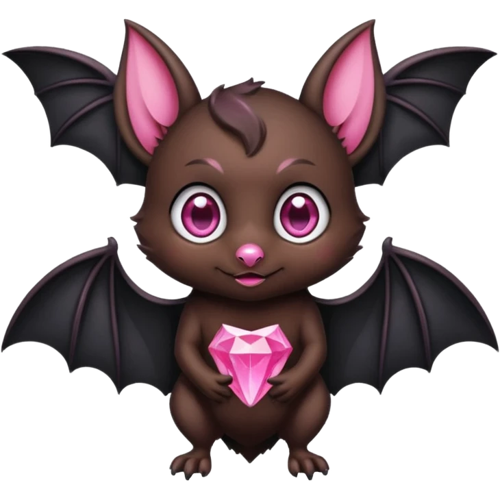 a normal bat witha pink diamond in its forhead, the full bat with his body  emoji