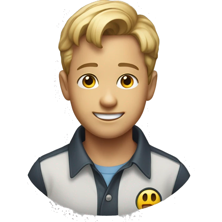 smiling boy in collared shirt skinner face emoji