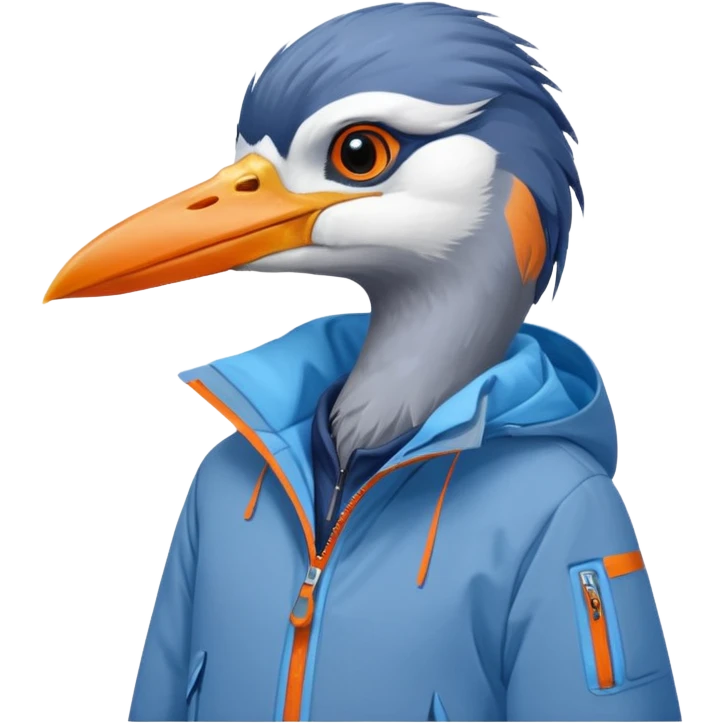  bird heron wearing a ski jacket  emoji