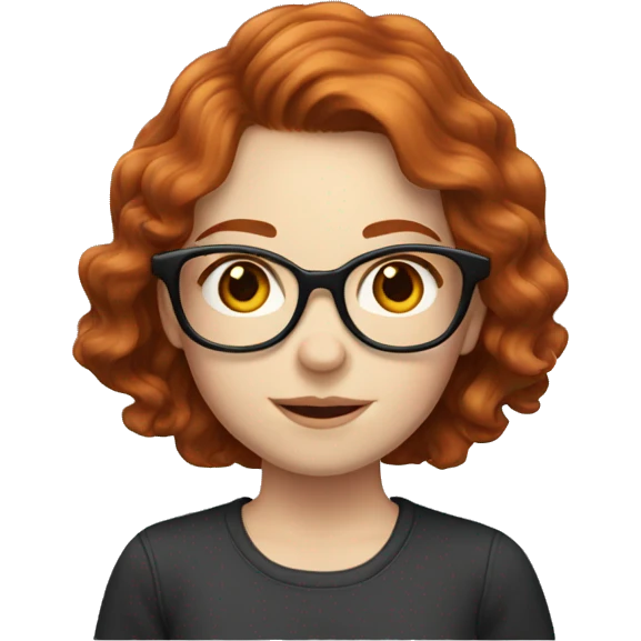 redhead girl with glasses wavy hair, pale skin, brown eyes emoji