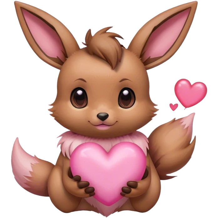 Eevee holding a pink heart emoji