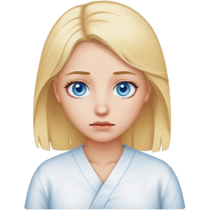 Blond hair, blue eyes, sick female emoji