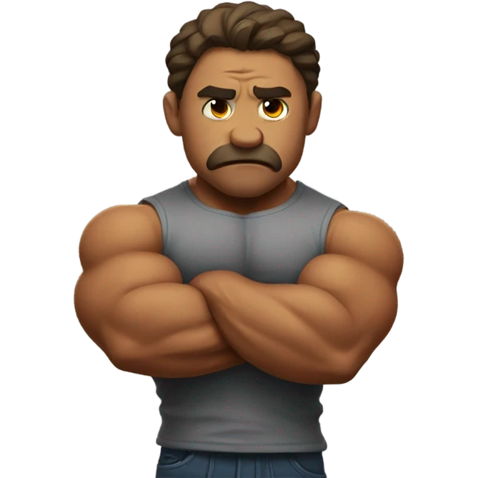 sad emoji with biceps emoji