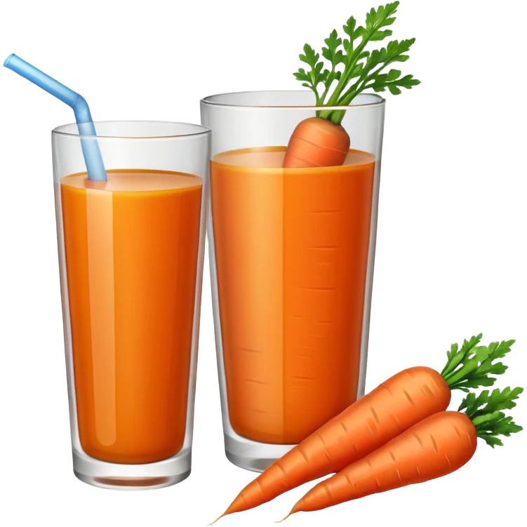 a glass of carrot juice with a carrot beside it, simple, clear emoji