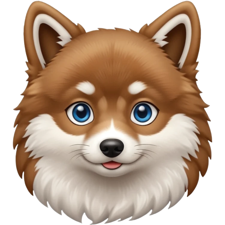 Brown Pomsky with blue eyes and white feet emoji