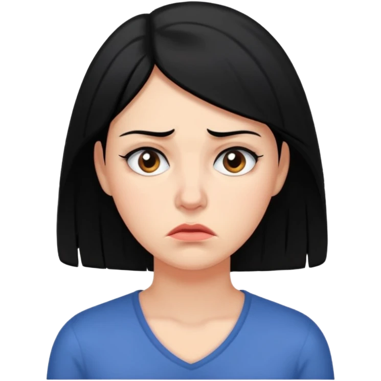 A worried woman, black hair emoji