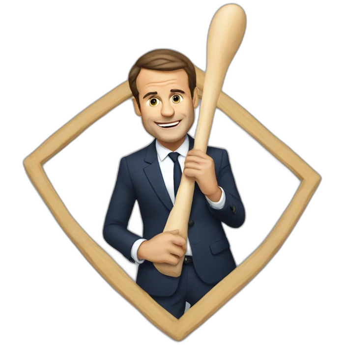 Macron qui tient un panneau stop emoji