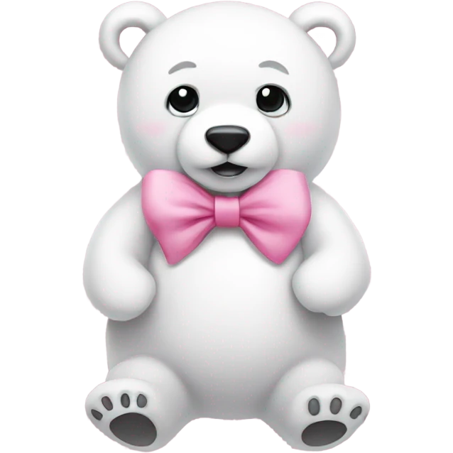 White bear with pink bow  emoji