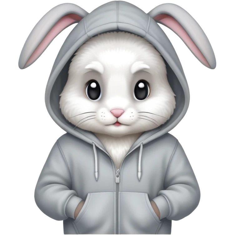 Bunny wearing a hoodia emoji