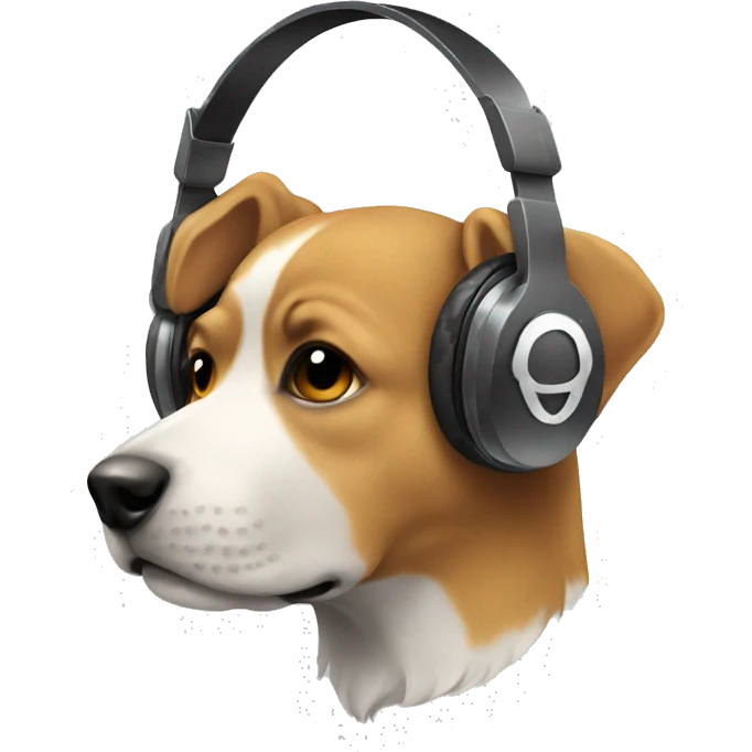 a dog face with headphone emoji
