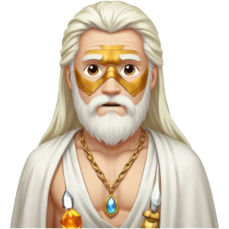 Odin with long white hair, white loincloth, shirtless with necklace emoji