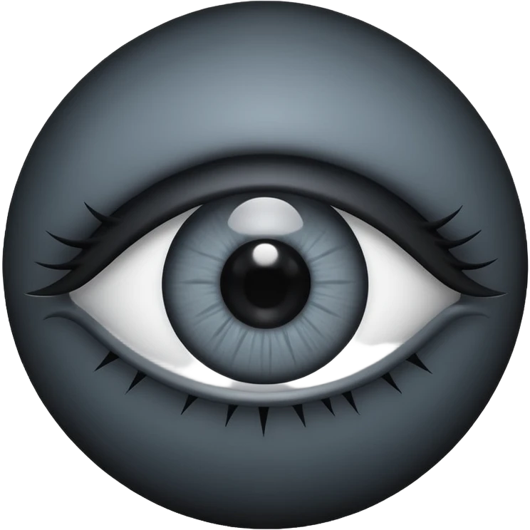 Minimal emoji, gothic futuristic eye, cold grey sclera, the pupil is fully replaced by a solid black number 8 eight, occult cyber aesthetic, sharp clean lines, flat emoji design, centered, transparent background emoji