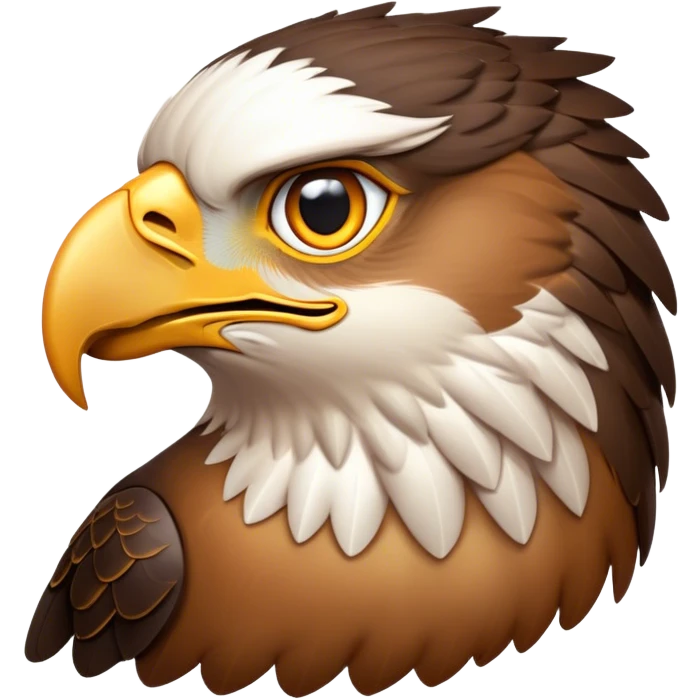 Cinematic Noble Hawk Portrait Emoji, Poised and regal, with a sturdy, agile build, a sharp, hooked beak, and intense, focused eyes that exude predatory precision, Simplified yet sharp and sophisticated features, highly detailed, glowing with a soft, golden glow, high shine, intelligent and vigilant, stylized with an air of aerial mastery, focused and determined, soft glowing outline, capturing the essence of a watchful and confident hawk that appears ready to soar out of the screen with effortless authority! emoji