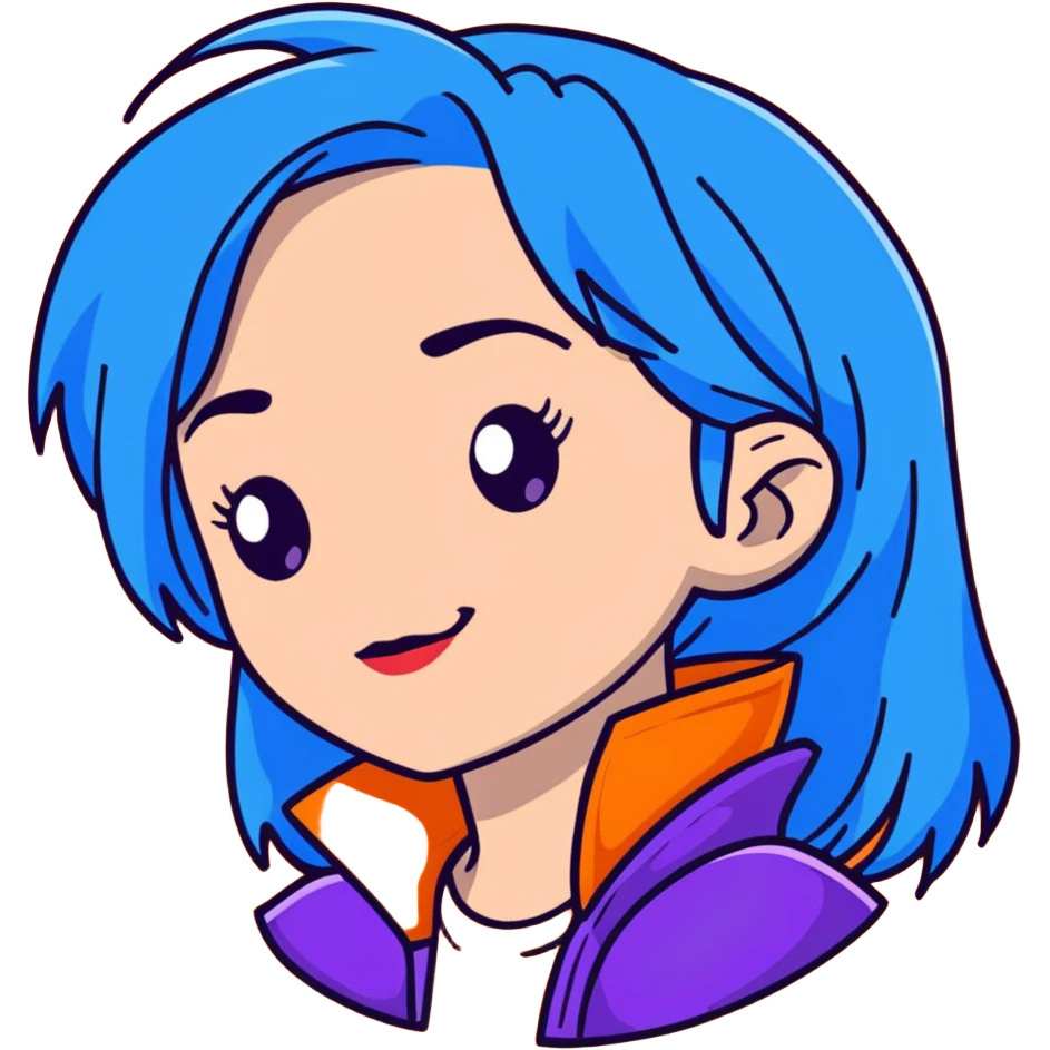 Evie from Disney's Descendants with blue hair emoji