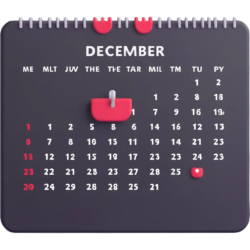 December 2025 calendar emoji