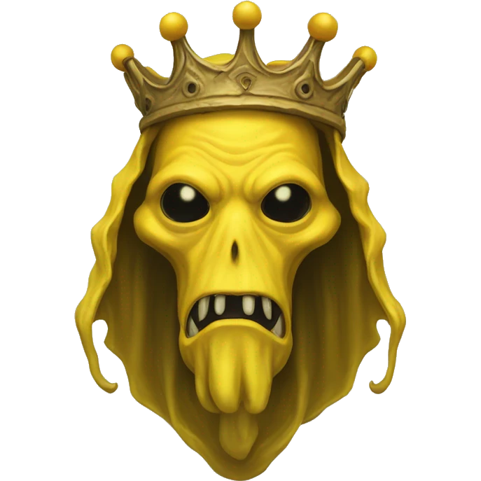 Hastur, King in Yellow, wearing a crown with antlers and a pallid mask emoji