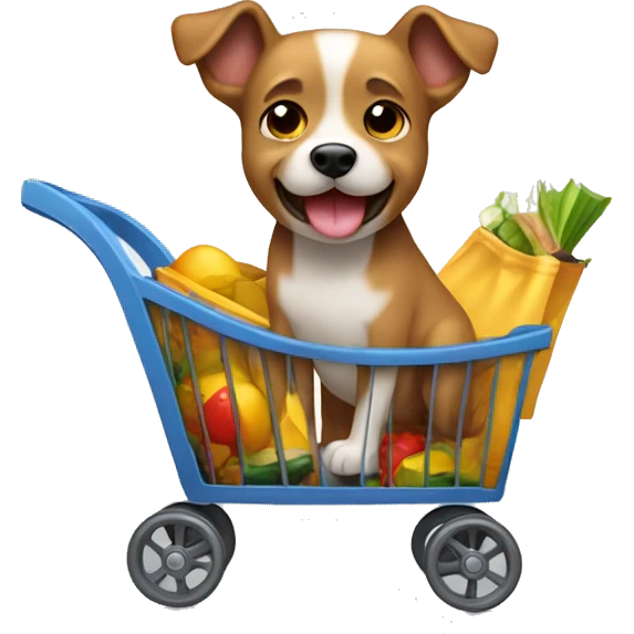Perro en carrito de compras emoji
