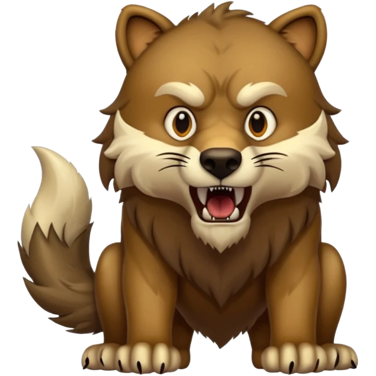 Sabertooth brown bear with a wolf’s tail emoji