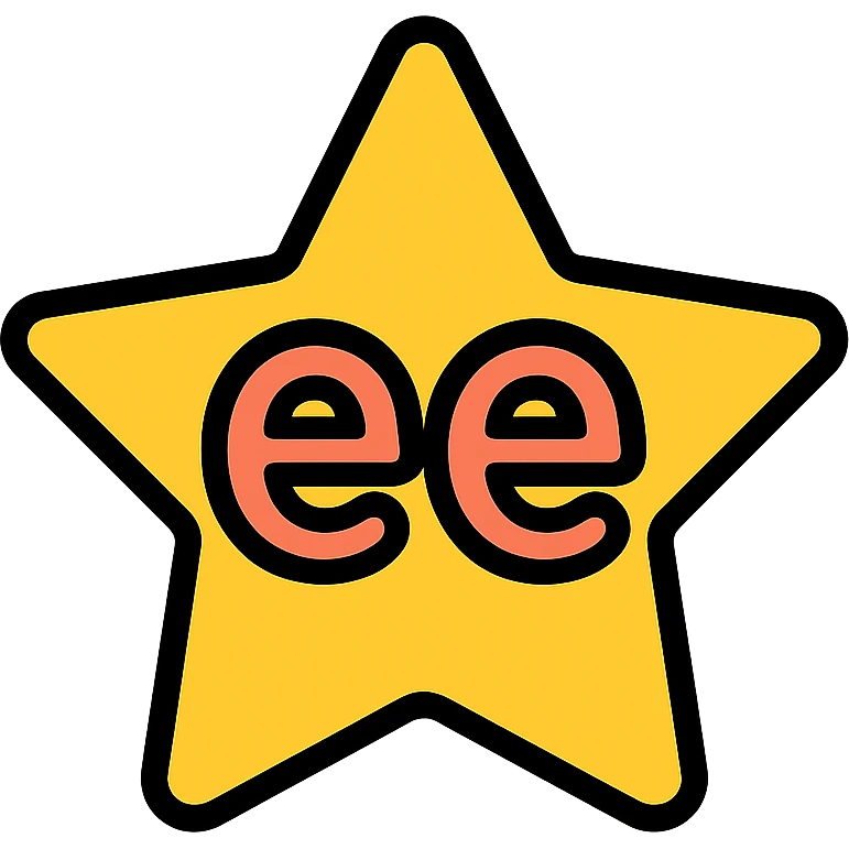 a star with the letters 'ee' in the center emoji