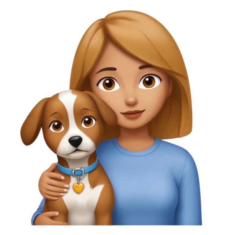 girl and dog posing cute emoji