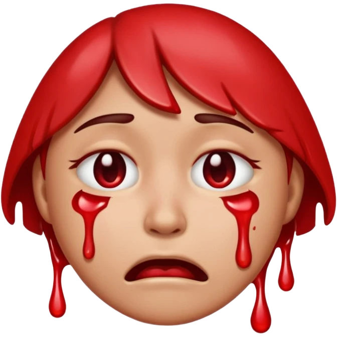 crying face emoji with blood tears instead of water, apple style emoji