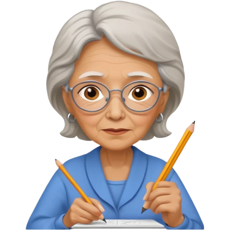 An elderly woman sketching. art board emoji