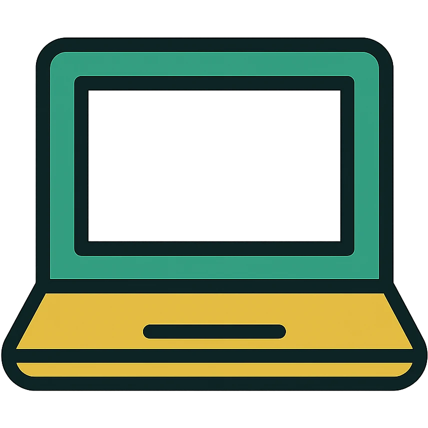 laptop, professional style, green gold and white color scheme, bold and clear, suitable for digital use emoji