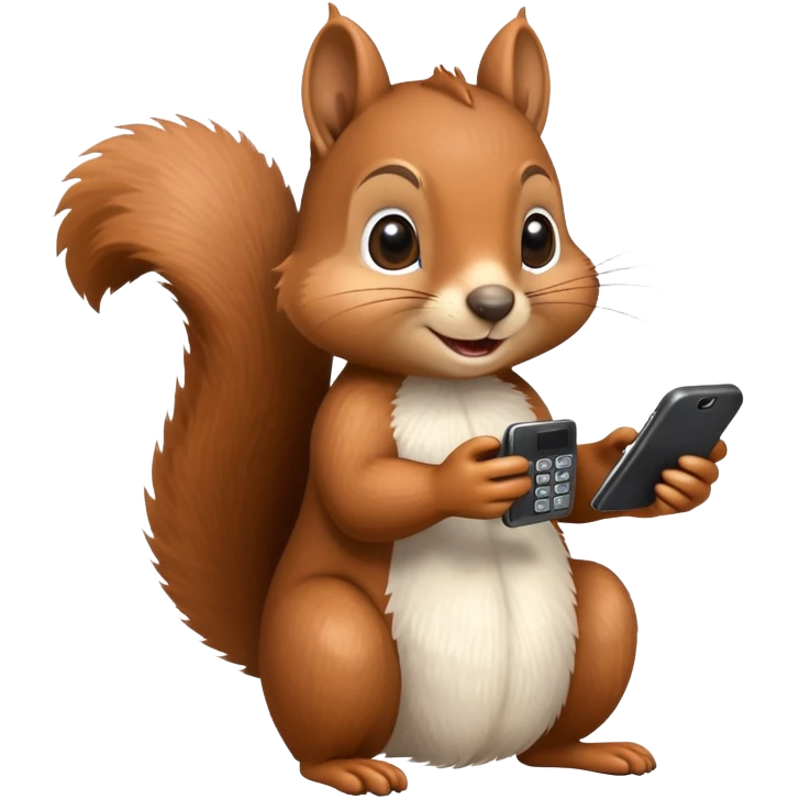 Realistic squirrel scrolling on the phone emoji