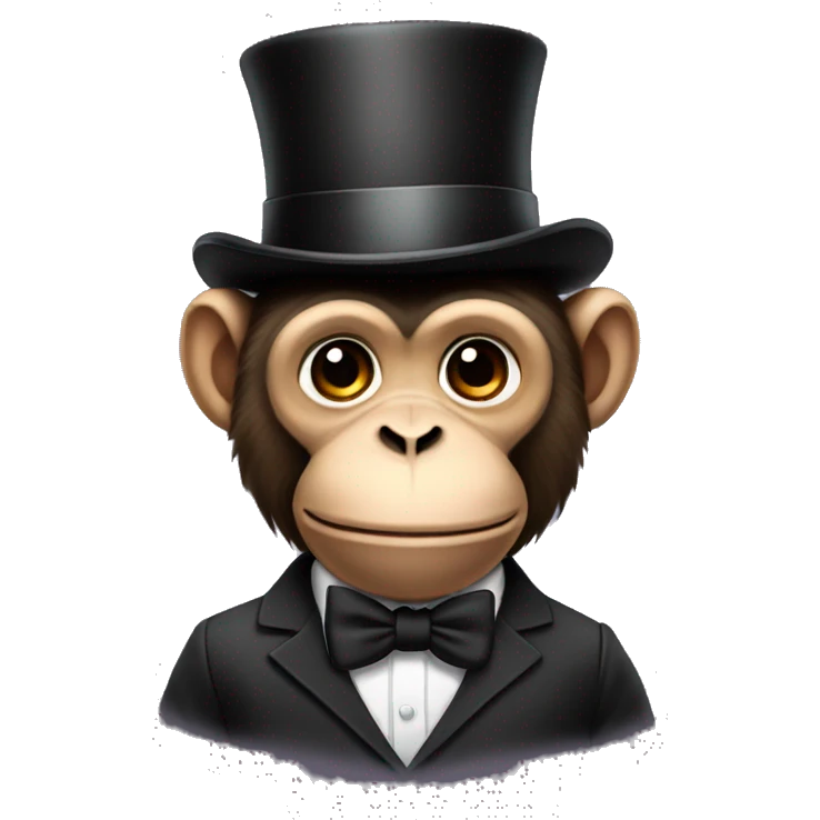 Monkey wearing a suit with a top hat emoji