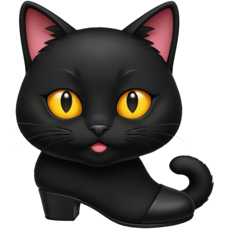 Black animal cat with nlack shoes and smellt emoji emoji