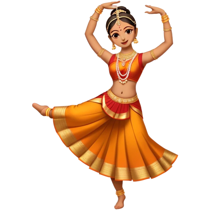 cinematic-realistic-bharatanatyam-dance-emoji,-depicted-as-an-elegant-classical-indian-dance-performance-with-graceful-poses,-intricate-costumes,-and-expressive-hand-gestures,-rendered-with-rich-textures-and-warm-dramatic-lighting, single dancer full body  emoji