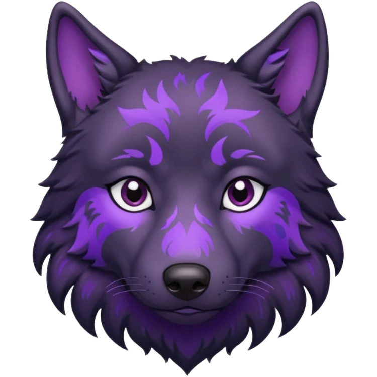 sad black wolf with purple pattern emoji