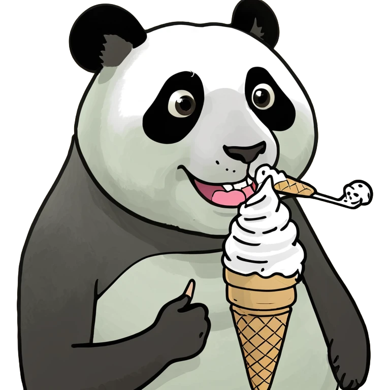 Panda eating ice cream emoji