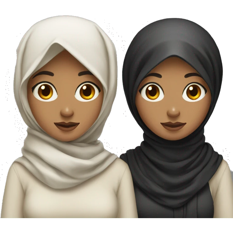 Two best friends one hijab and one black hair  emoji