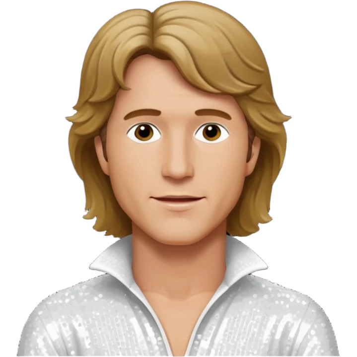 Andy Gibb with white sequin outfit emoji