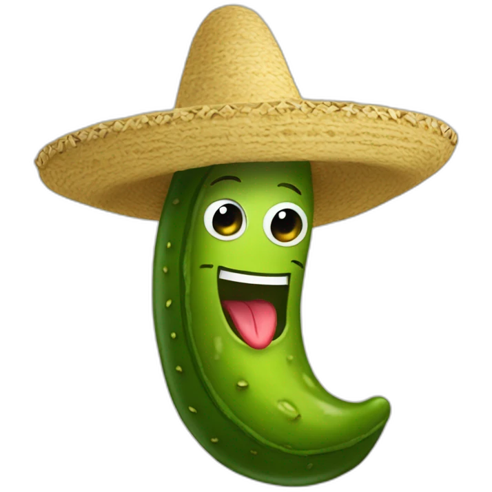 A pickle wearing a sombrero  emoji
