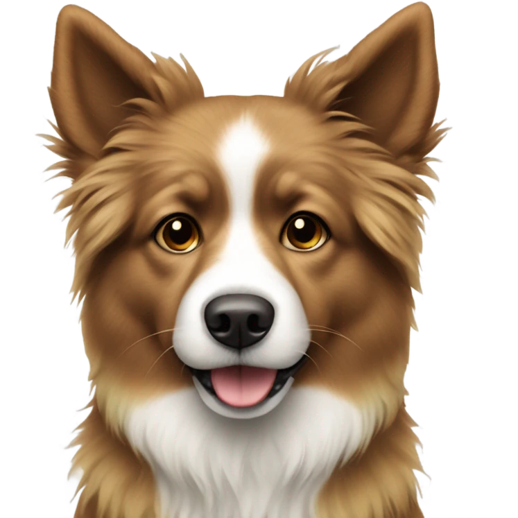 lime green Brown and white fluffy dog pointy ears emoji