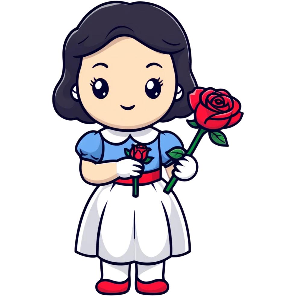 Snow White princess with a rose emoji