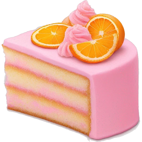 pink frosted cake with orange slices emoji