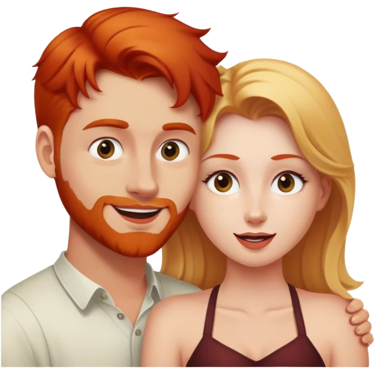 Blonde lady kidding redhead man emoji