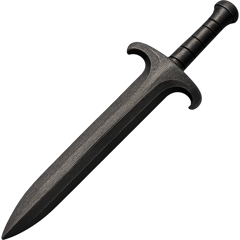 Make this steel sword 10% darker, keep it crisp, shiny, and slightly fancier than iron, realistic metallic steel, emoji style, transparent background. emoji