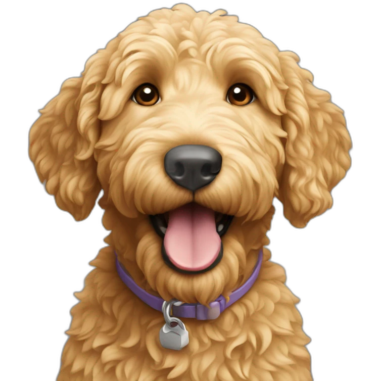 Golden doodle with under bite emoji