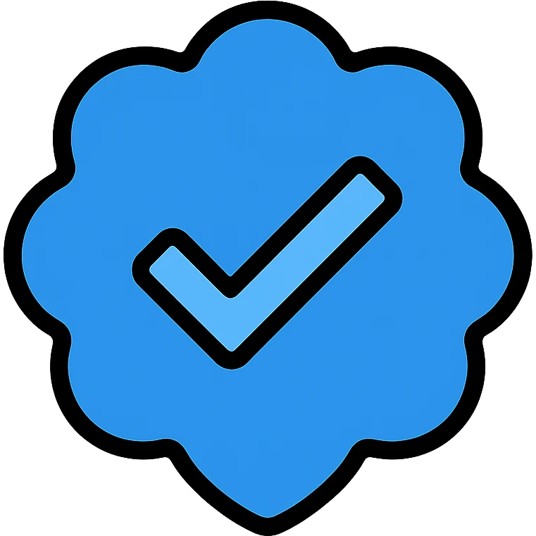 blue verification checkmark inspired by Instagram, modern and bold color icon emoji