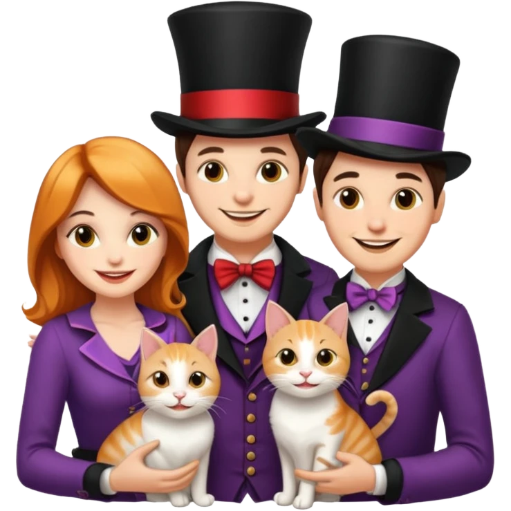 magician couple and their pet cat emoji