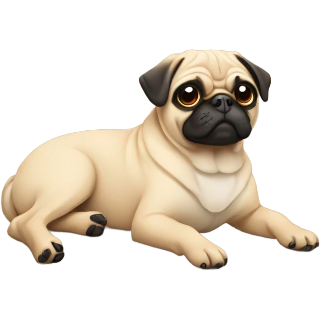 Pug laying with doxle emoji