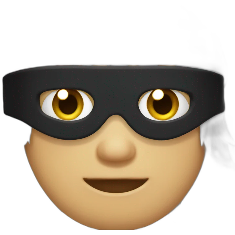 person with spiky white hair and a black blindfold emoji