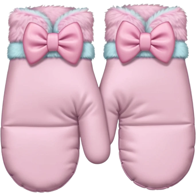pastel pink pair of mittens connected by a bow emoji